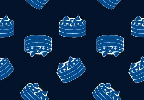 Cake seamless pattern background, blue tone image Stock Illustration