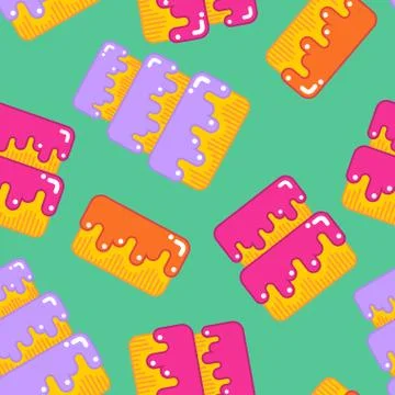 Cake seamless pattern. Dessert for birthday and holiday background. Sweets .. Stock Illustration