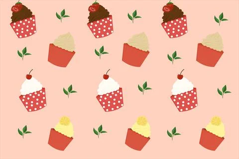 Cake Seamless Pattern Vector Stock Illustration