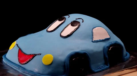 Cake in the shape of a car Stock Footage 34642936