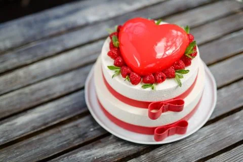 Cake in the shape of heart Stock Photos