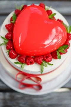 Cake in the shape of heart Stock Photos