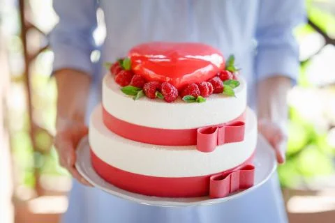 Cake in the shape of heart Stock Photos