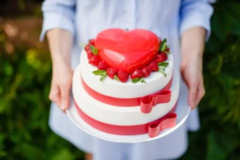 Cake in the shape of heart Stock Photos