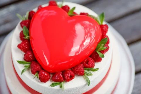 Cake in the shape of heart Stock Photos