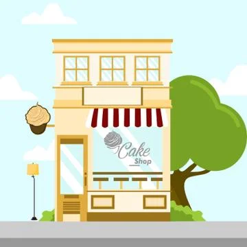 Cake Shop Store Front Building Background Illustration Stock Illustration