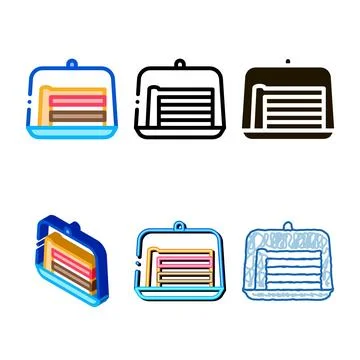 Cake simplified slice icon vector outline Illustrazione stock
