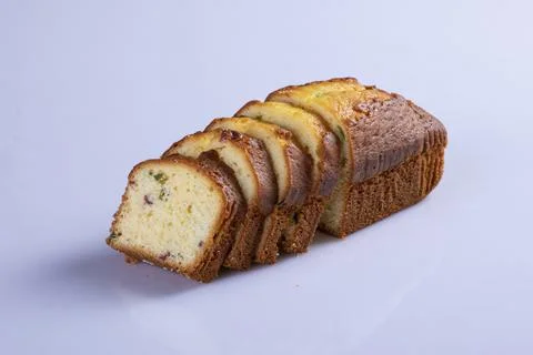 Cake slice and dry cake isolated on white background Stock Photos