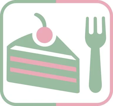 Cake Slice and Fork Graphic Icon Ilustração Stock
