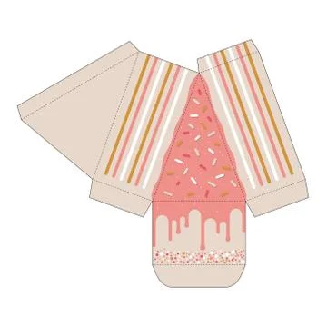 Cake slice box cutout template. Favor box 库存插图