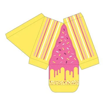 Cake slice box cutout template. Favor box Stock Illustration