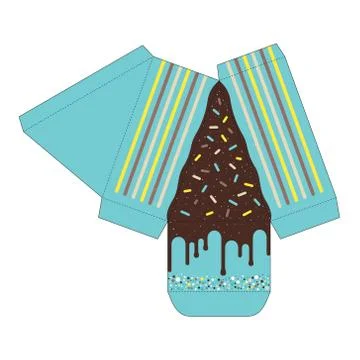 Cake slice box cutout template. Favor box Stock Illustration