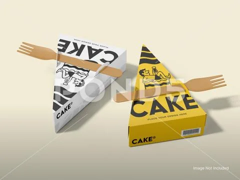 Cake Slice Box Mockup with Carrier PSD Template