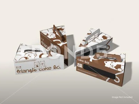 Cake Slice Box Mockup with Fork Modello PSD