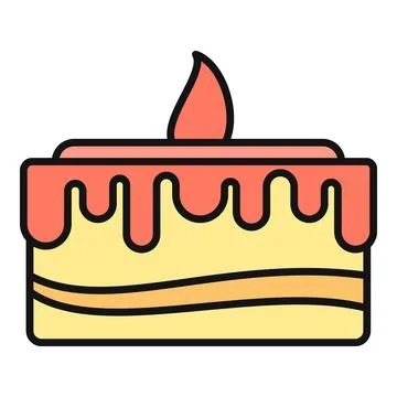 Cake slice with candle icon celebrating birthday event Ilustração Stock