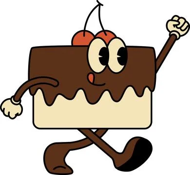 Cake Slice Character Sweet Dessert Celebration Illustrazione stock