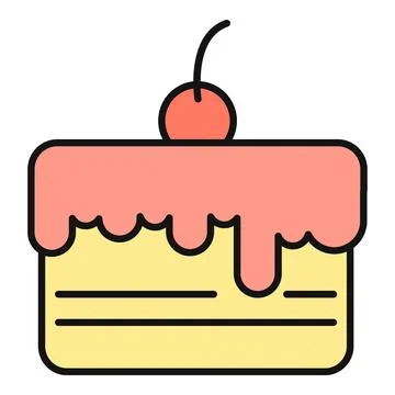 Cake slice with cherry on top icon 스톡 일러스트