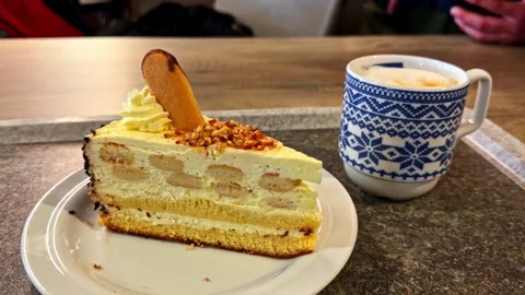 Cake slice with coffee Stock Footage 333634583