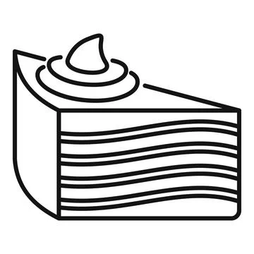 Cake slice dessert pastry line art icon Stock Illustration