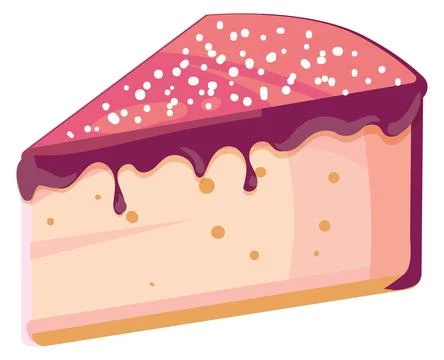 Cake slice with dripping berry glaze cartoon icon Stock Illustration