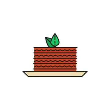Cake Slice Food Thin Line Icon Illustration 库存插图