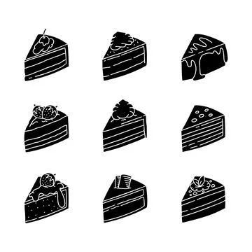 Cake slice hand drawn solid icon vector illustration Illustrazione stock