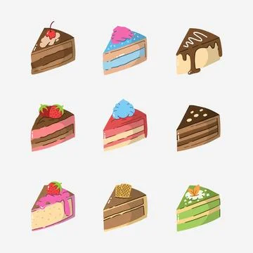 Cake slice hand drawn vector illustration Stock Illustration