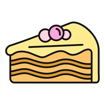 Cake slice icon with berries and icing Stock Illustration