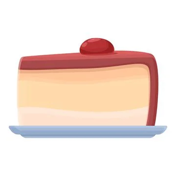 Cake slice icon cartoon vector. Cute birthday Stock Illustration