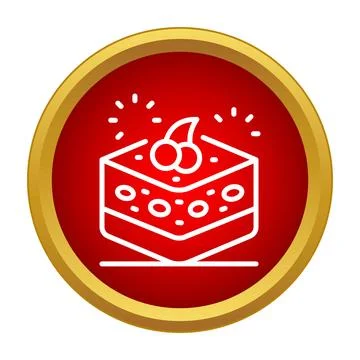 Cake slice icon with cherry topping Stock Illustration