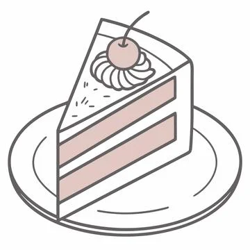 Cake-slice-icon-minimal-vector-white-background-(1) Stock Illustration