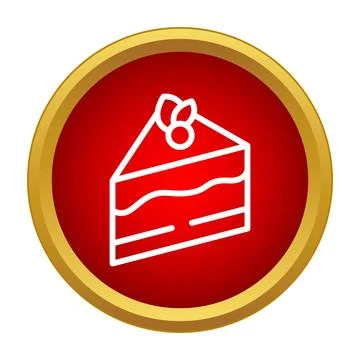 Cake slice icon on a red circle button Stock Illustration