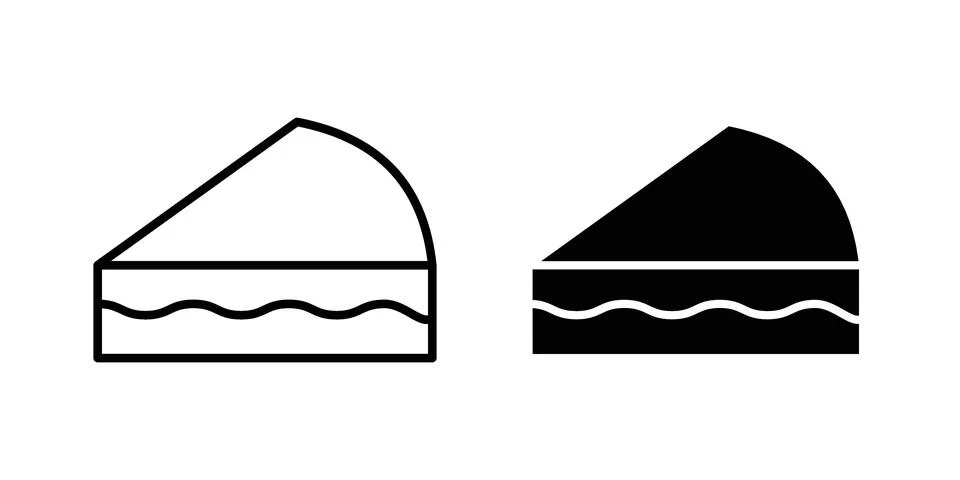 Cake-slice icon silhouette vector set. thin line pack Illustrazione stock