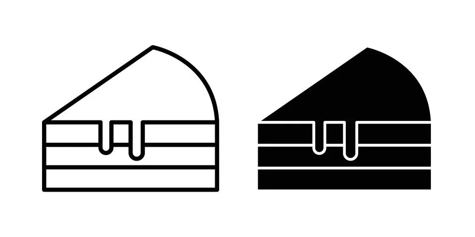 Cake-slice icon symbol. Flat and Stroke Vector illustration Stock Illustration