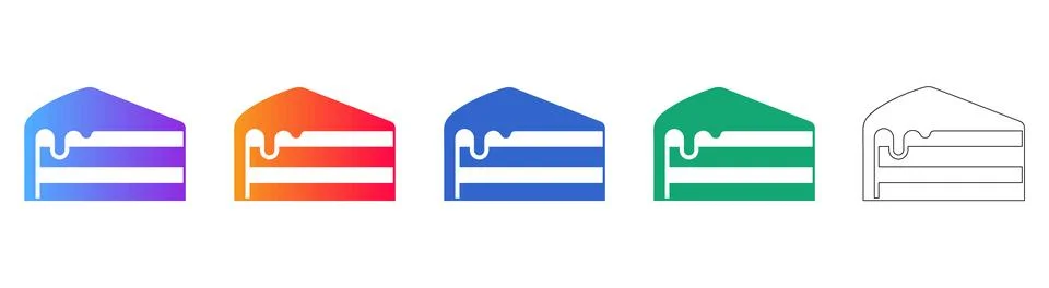 Cake Slice Icons in Gradient and Line Art Ilustração Stock