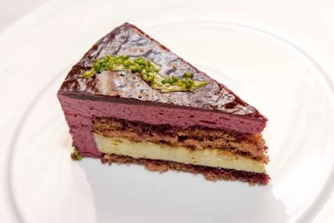 Cake slice isolated on white background Stock Photos