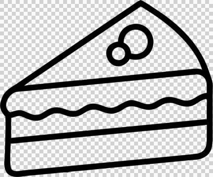 Cake slice in outline icon style, food and drinks theme. Stock Illustration