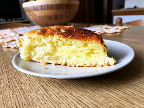 Cake slice over small plate Stock Photos