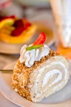 Cake slice - selective focus Stock Photos