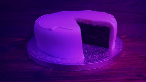 Cake With Slice Taken In Party Lights, Wedding, Celebration Video stock 170268337