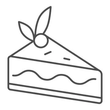 Cake slice thin line icon, confectionary concept, cheesecake sign on white Stock Illustration