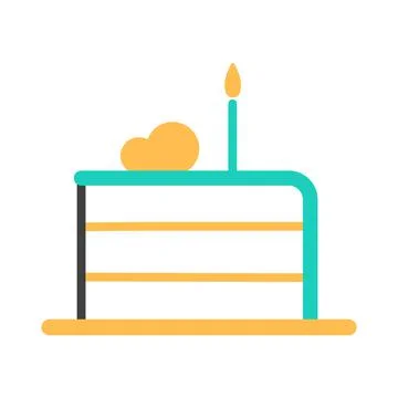 Cake slice on white background. Birthday treat. Stock Illustration