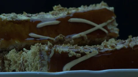 Cake slices on a white plate 스톡 동영상 81654892