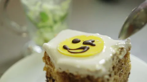 Cake with smile close-up Stock Footage 87351114