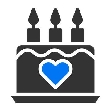 Cake solid blue grey valentine illustration vector and logo Icon new year i.. 스톡 일러스트