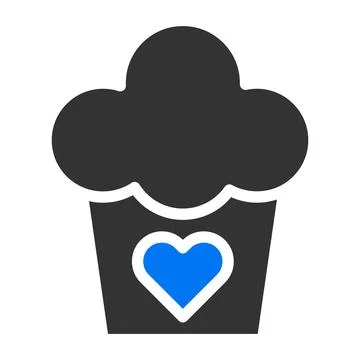 Cake solid blue grey valentine illustration vector and logo Icon new year i.. Stock Illustration