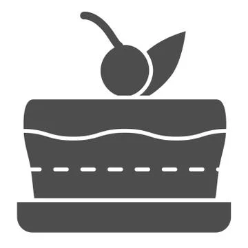 Cake solid icon, bakery concept, sweet birthday pie sign on white background Illustrazione stock