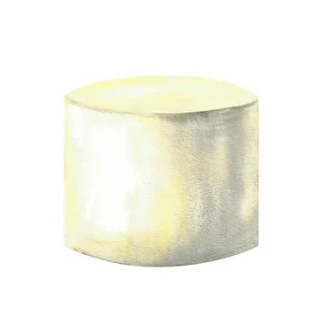 Cake sponge, circle base. Watercolor painted white, beige bakery element Stock Illustration