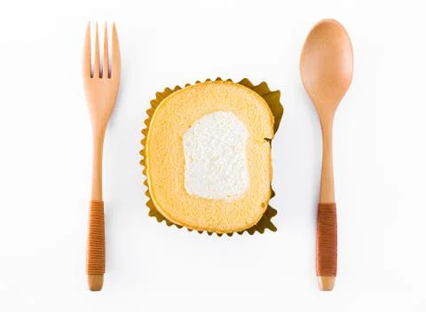 Cake with a spoon and fork Stock Photos