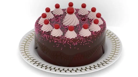 Cake with sprinkles on white background Stock Footage 305575041